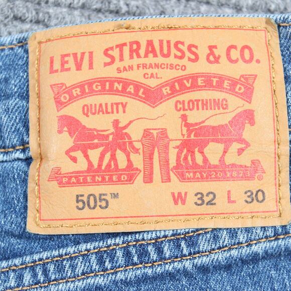 Levi’s 505 Regular Straight Jeans Men’s 32x30 Medium Wash Stretch - Picture 5 of 9